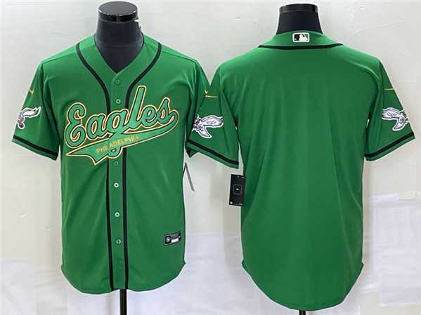 Mens Philadelphia Eagles Blank Green Cool Base Stitched Baseball Jersey